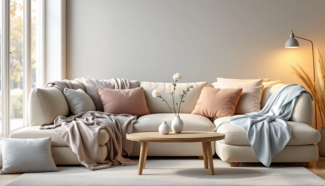 A selection of HomeSmart king size blanket options showcased on a display.