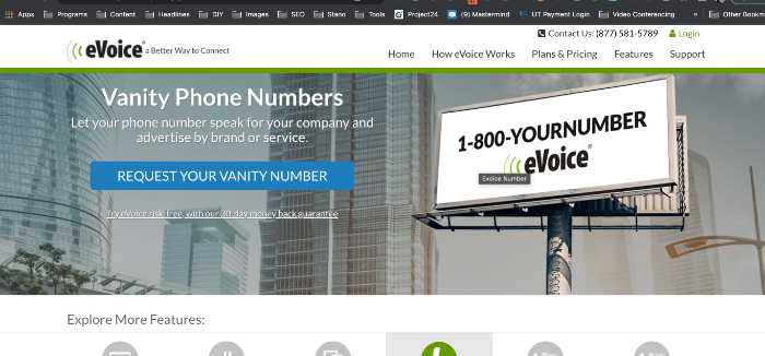 evoice vanity phone numbers offer
