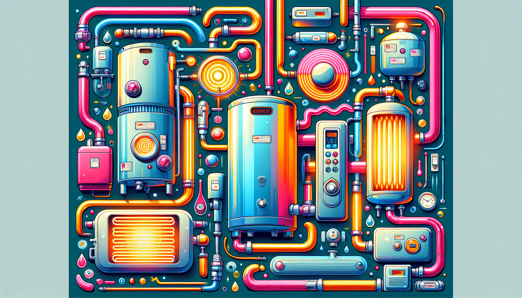 An illustration of electric hot water systems and their components.