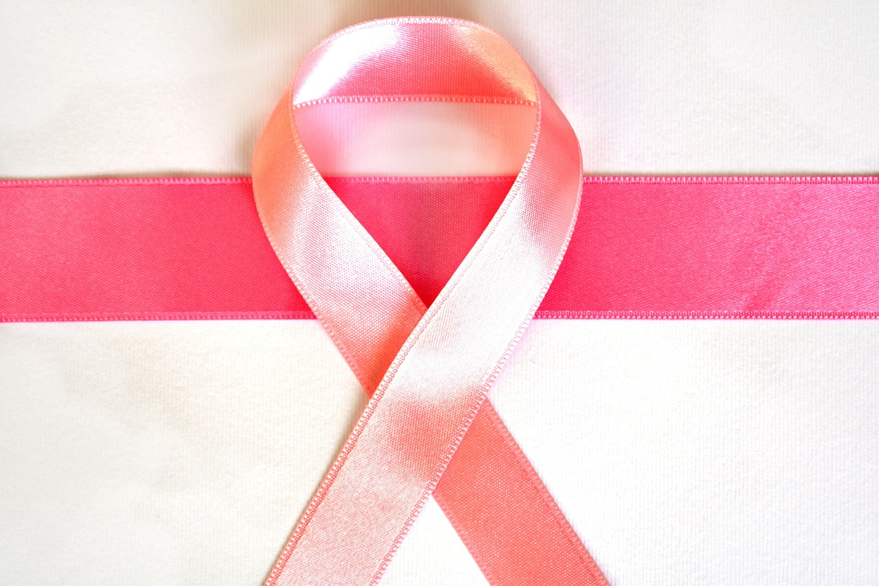 An image of a pink ribbon for breast cancer.