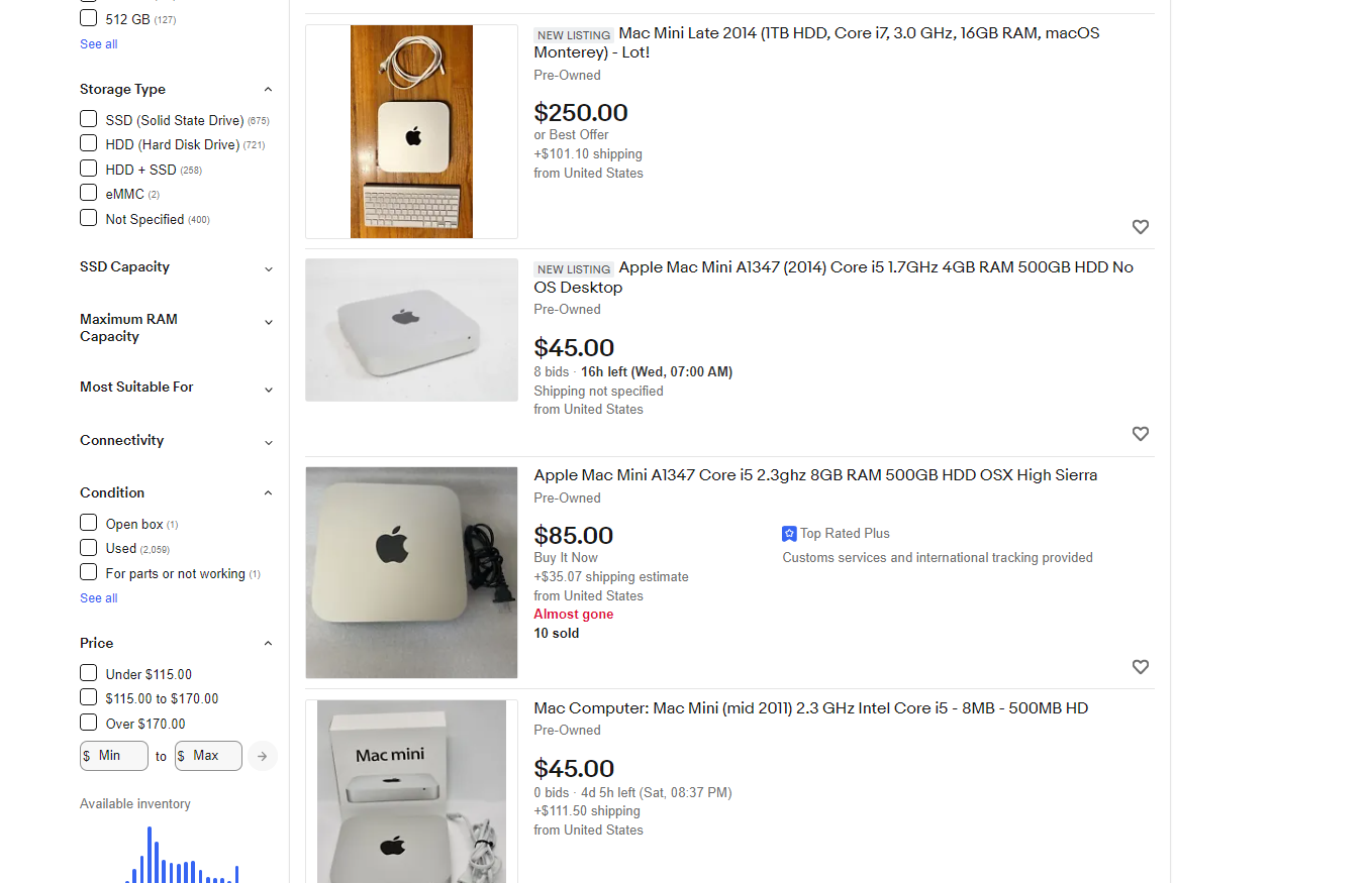 mac mini for sale on ebay