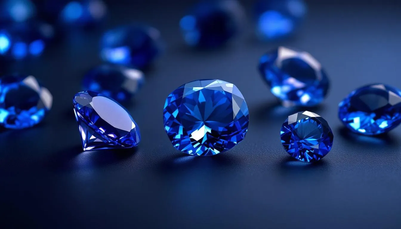 Various colors of sapphires displayed together.