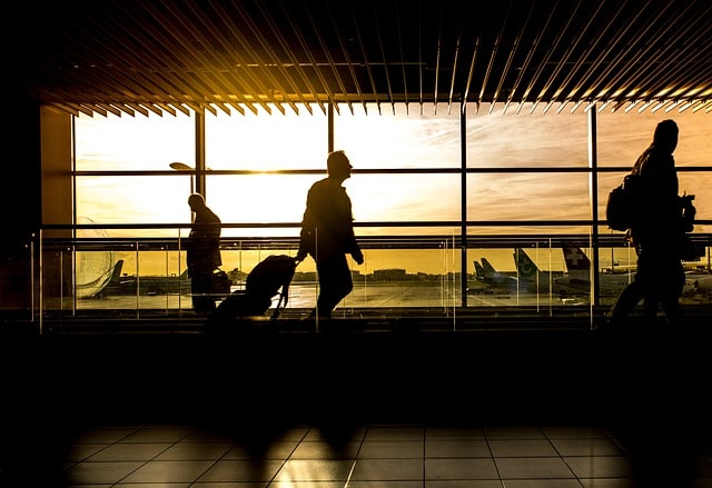 airport, terminal, man