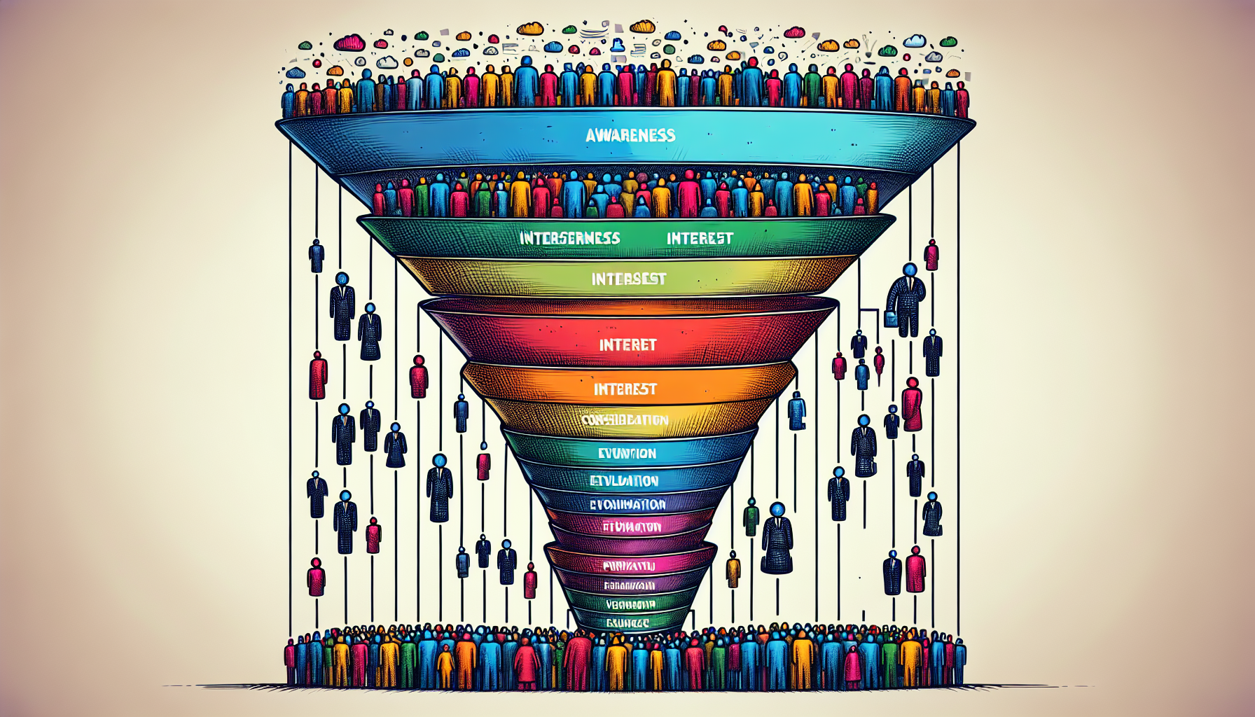 Illustration of the key stages of the B2B sales funnel