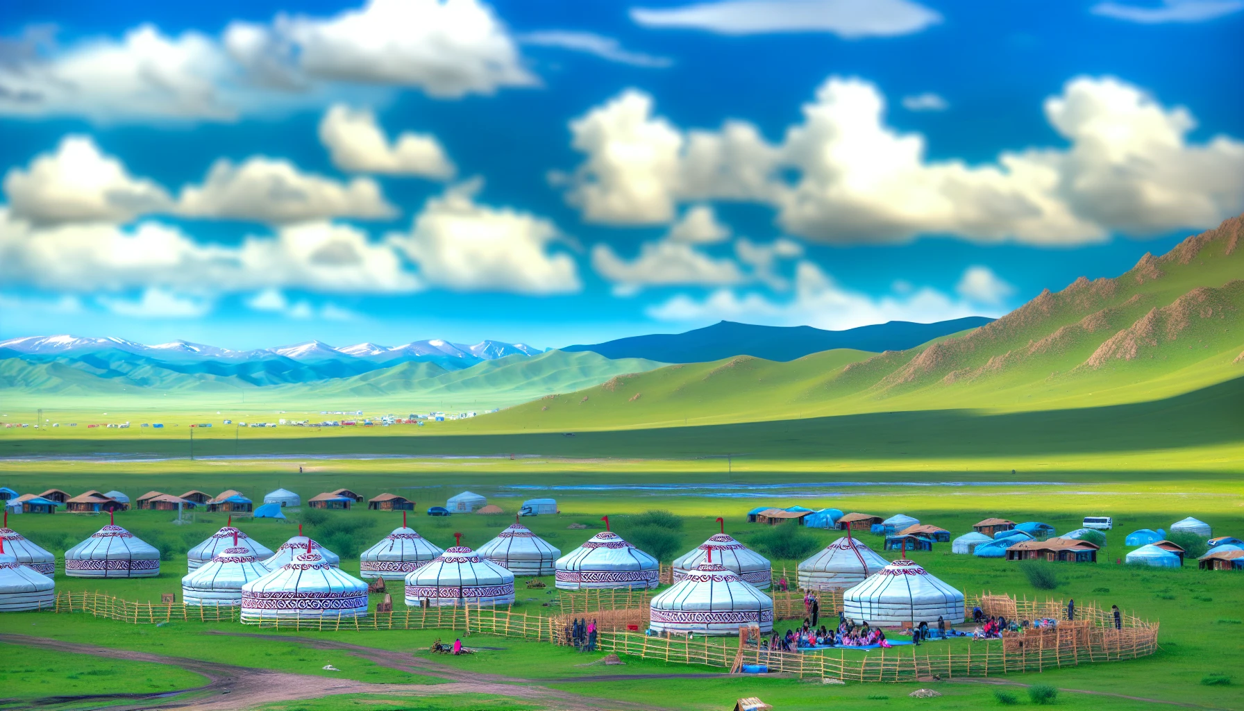Traditional Mongolian ger camps at Tsenkher Hot Spring Resort