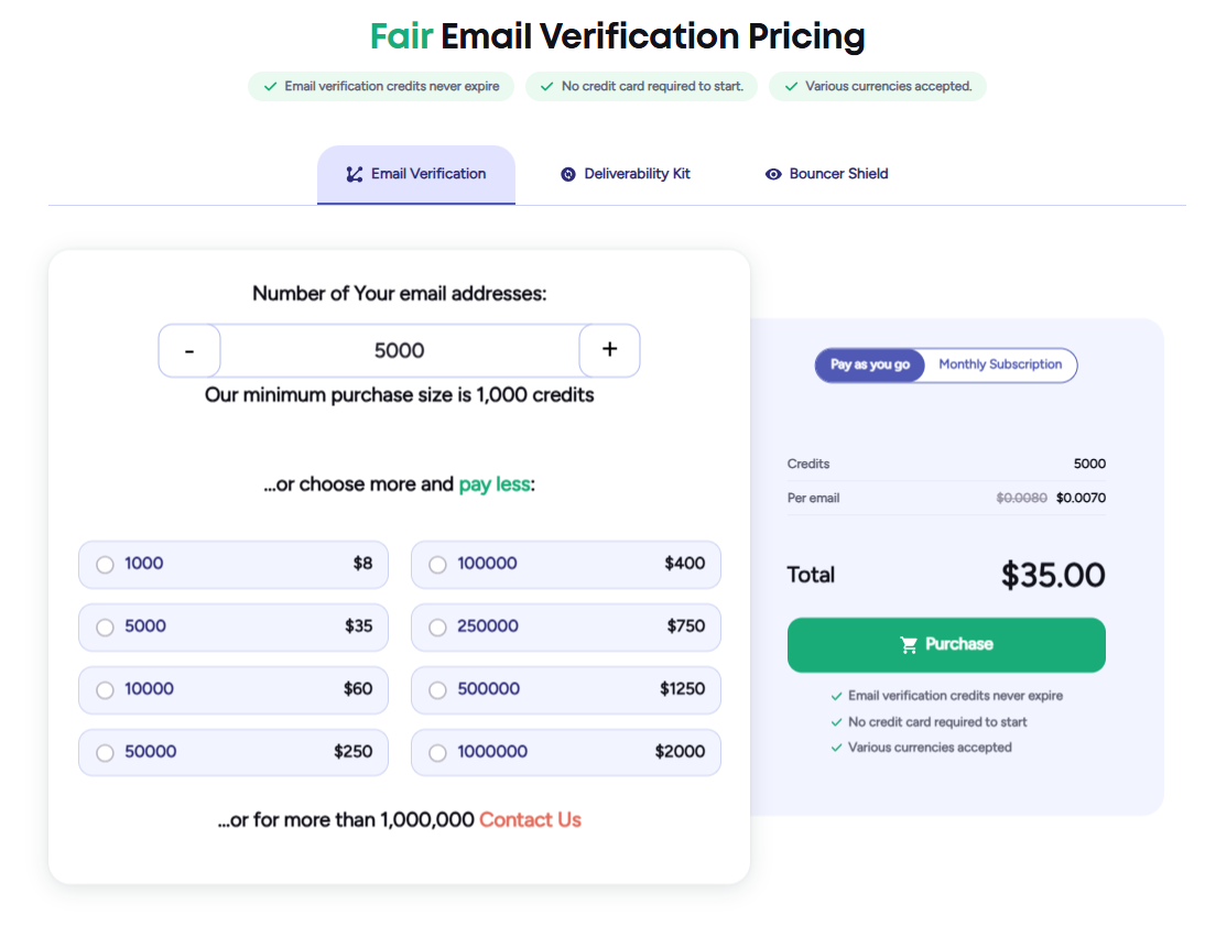 Bouncer email marketing tool pricing