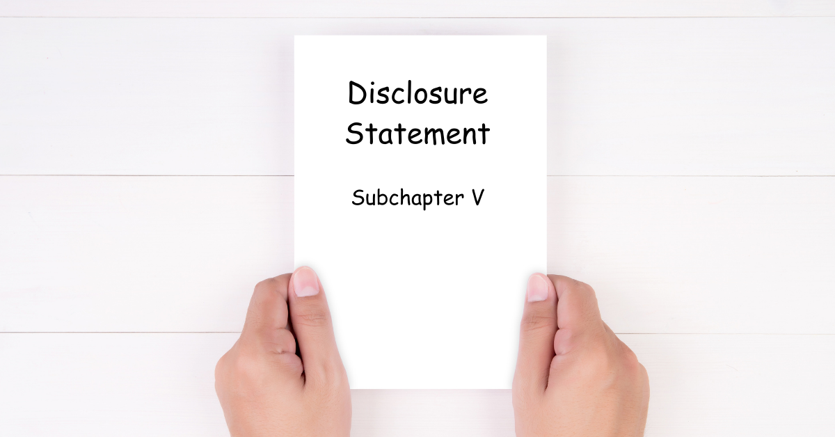 Image of a disclosure statement in a subchapter v bankruptcy case