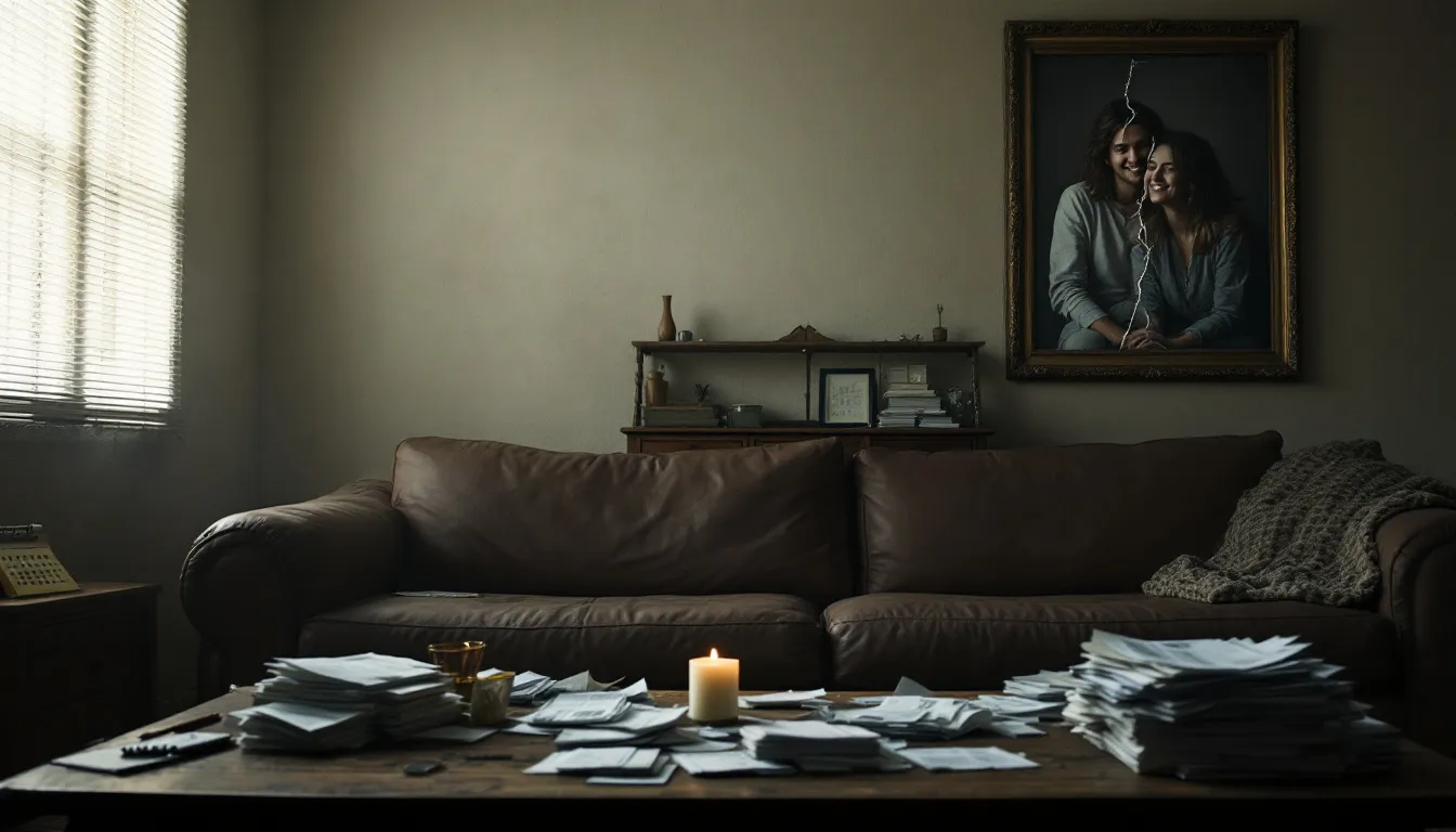 In the image, a gavel rests on a legal document labeled "Divorce Proceedings" alongside a stack of papers related to "Bankruptcy Court." This visual represents the complex intersection of divorce and bankruptcy, highlighting the challenges of legal fees, joint debts, and the financial stress often faced by married couples during these processes.