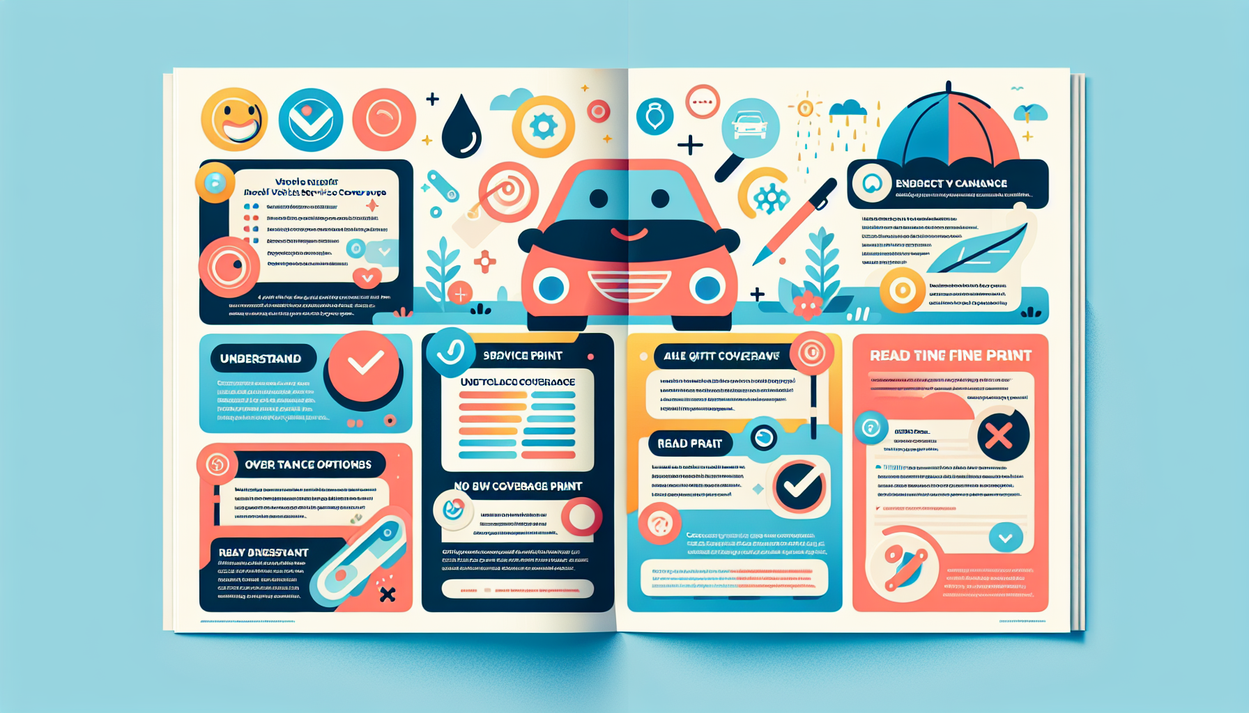 An illustration highlighting tips for choosing the right coverage for vehicle service contracts.