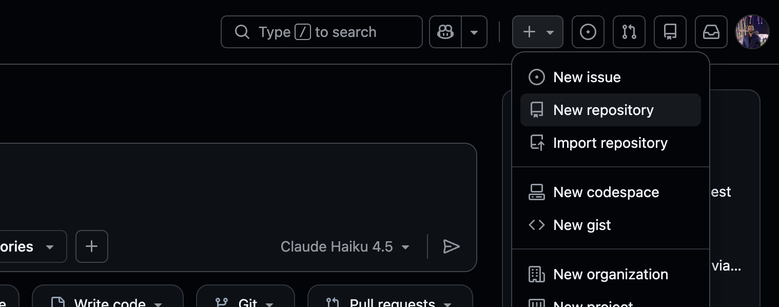 Select New Repository from the options