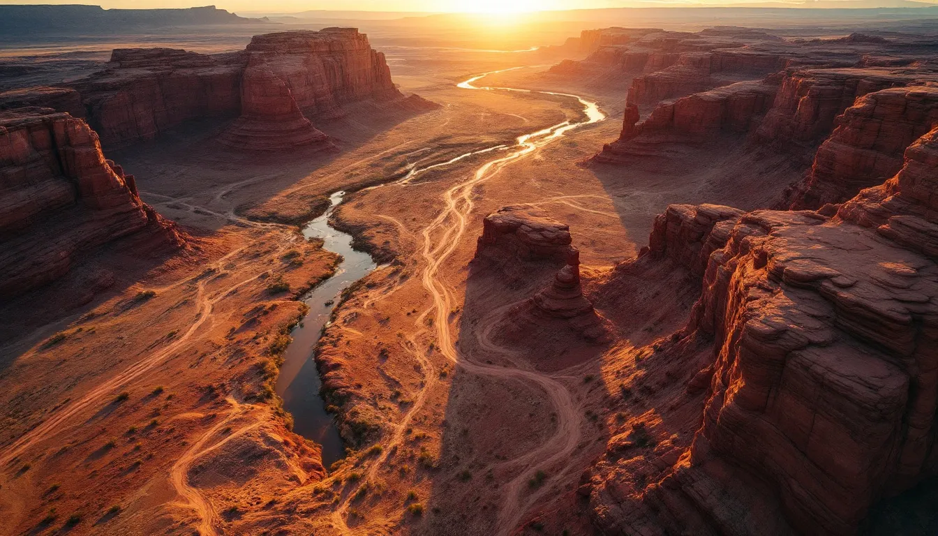 An overview of Moab's unique off-roading terrain with various trails visible.