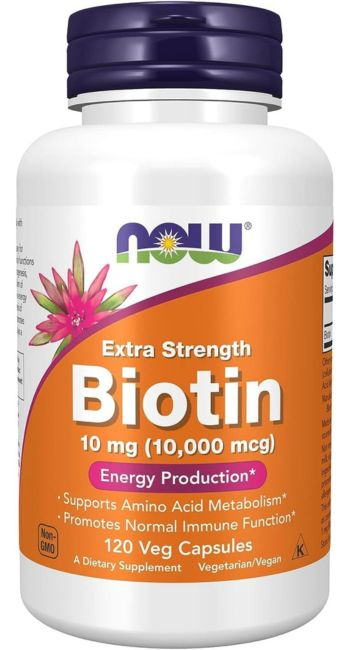 Biotina de 10 mg da Now Foods. Fonte da imagem: Amazon
