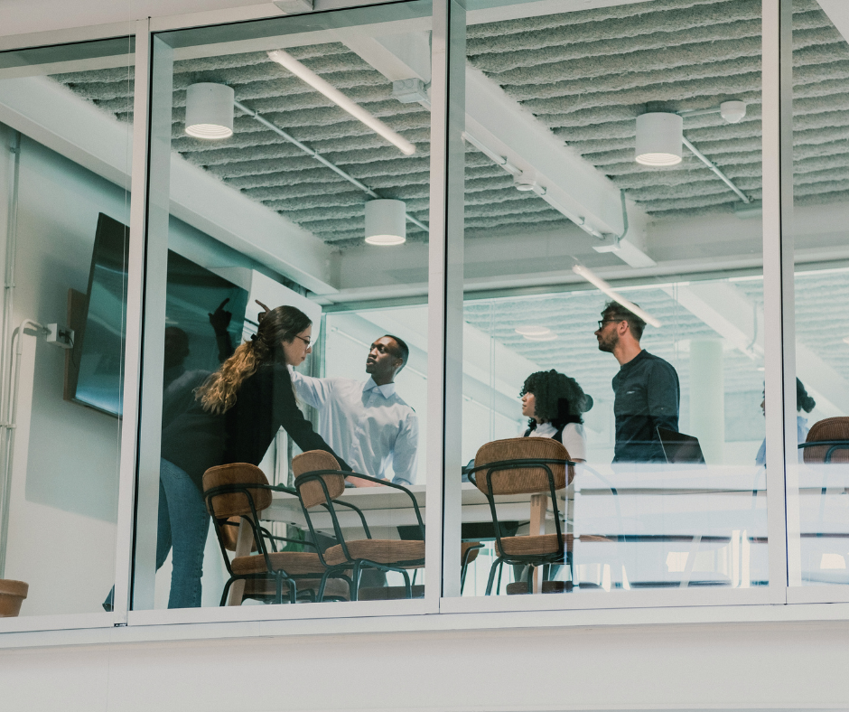 people working in an office (traditional employment)