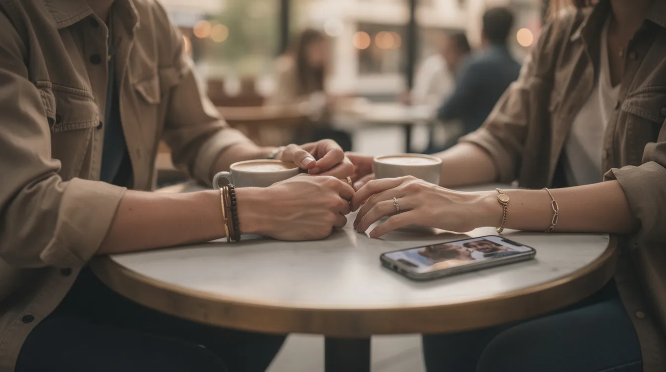 The image features a close-up of two hands, one belonging to a man and the other to a woman, intertwined in a gentle embrace, symbolizing a soft launch of their new relationship. This intimate moment hints at their growing connection while maintaining an air of privacy about their dating status.