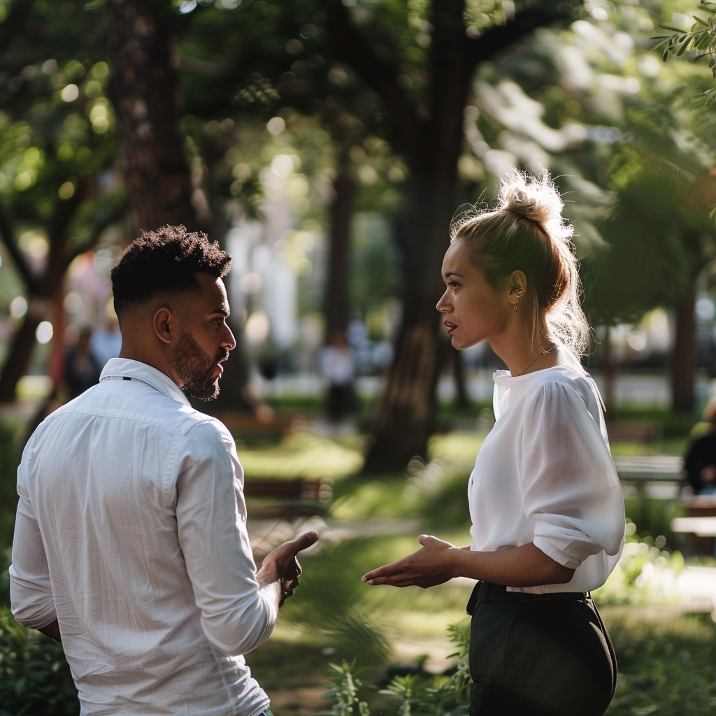an image of a couple engaged in conversation