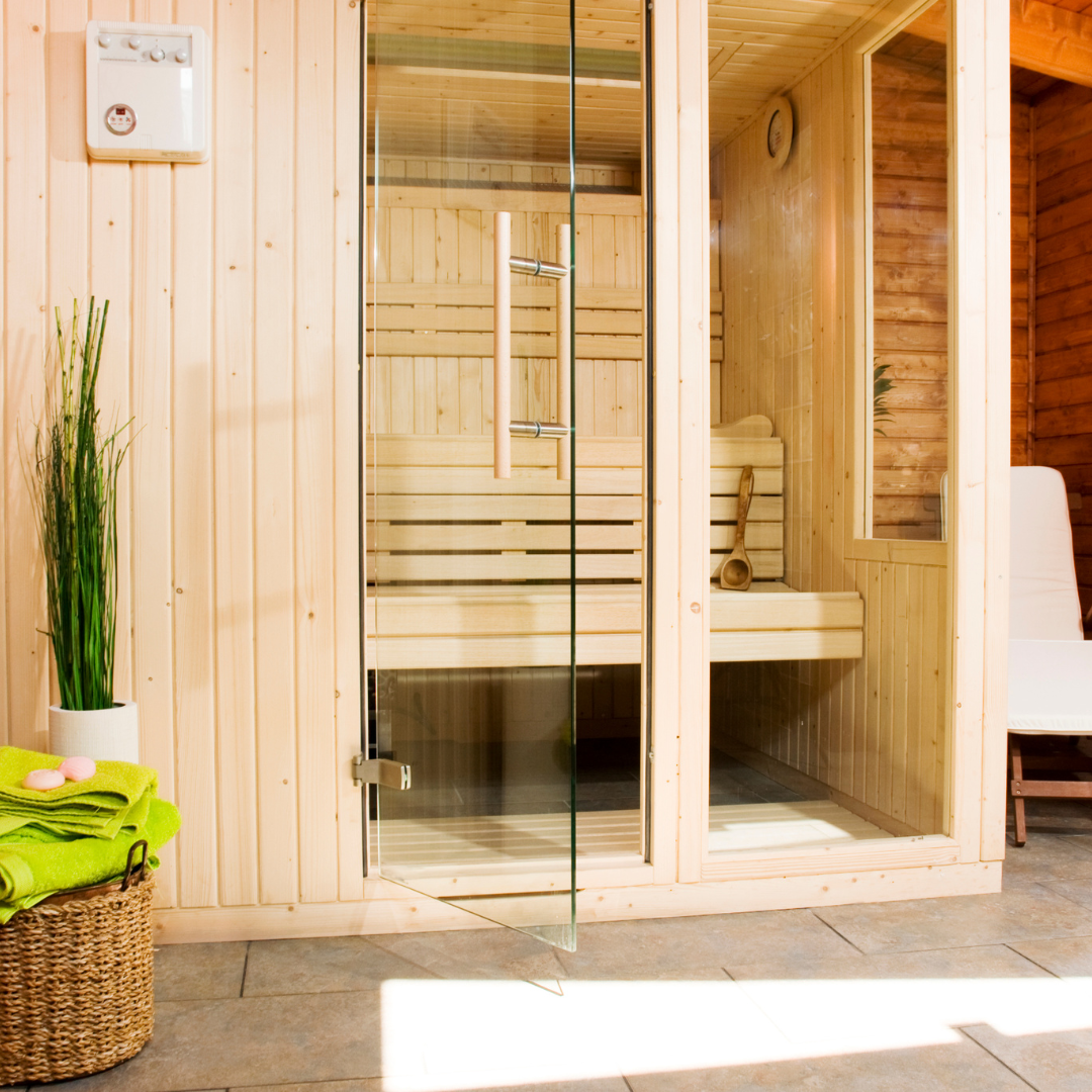 Image of a sauna, corresponding to the question "How Much Weight Will I Lose Using Outdoor Saunas or a Steam Room?"