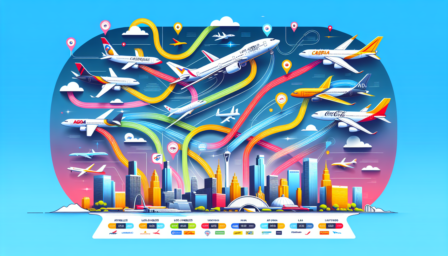 A visual representation of direct flights from LAX to LAS.