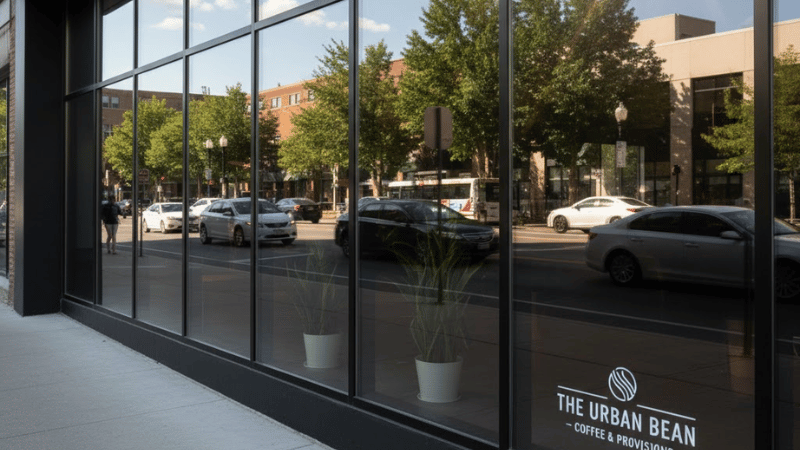 One-Way mirrored window films of storefronts