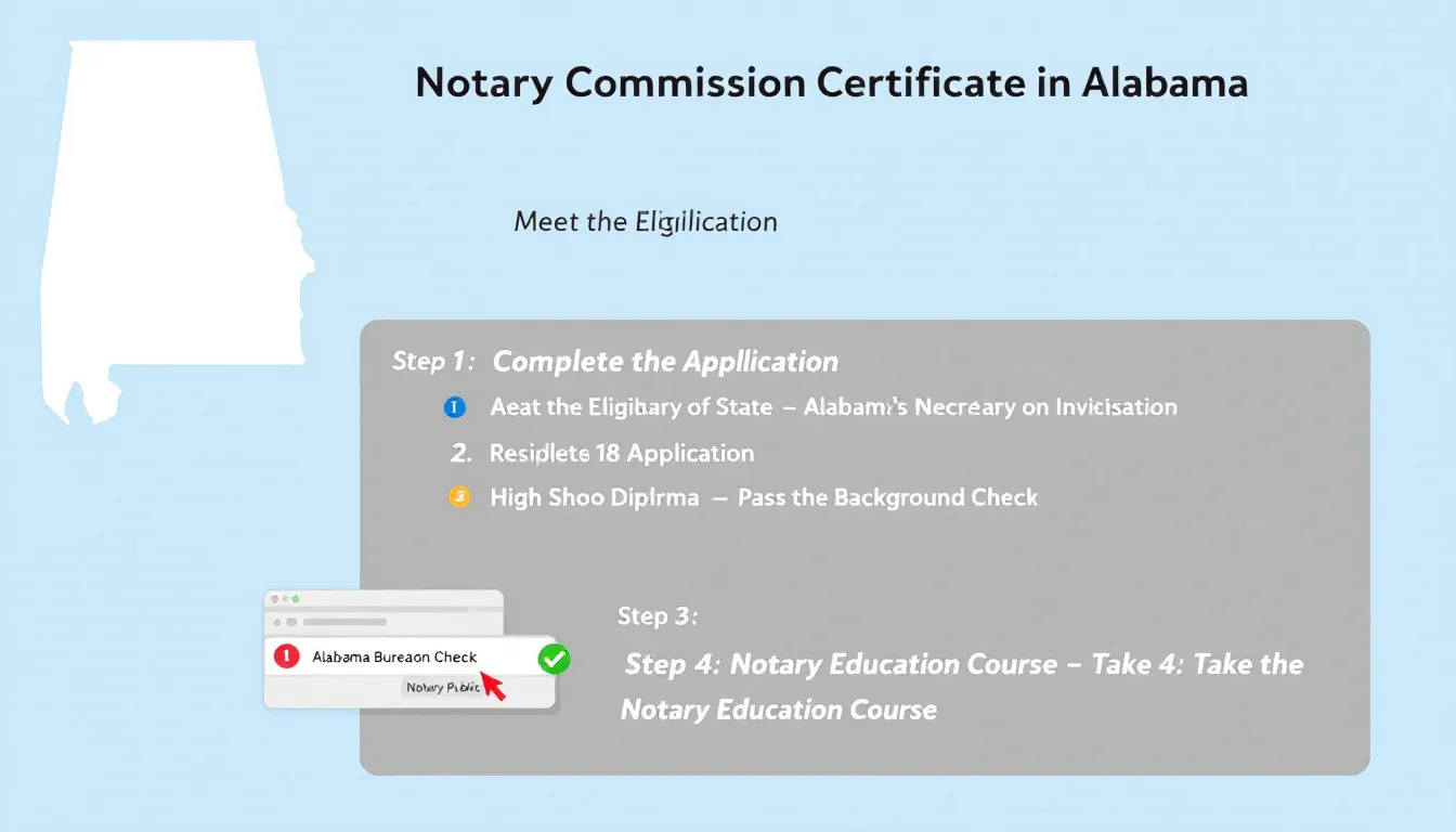 Obtaining a notary commission certificate in Alabama.