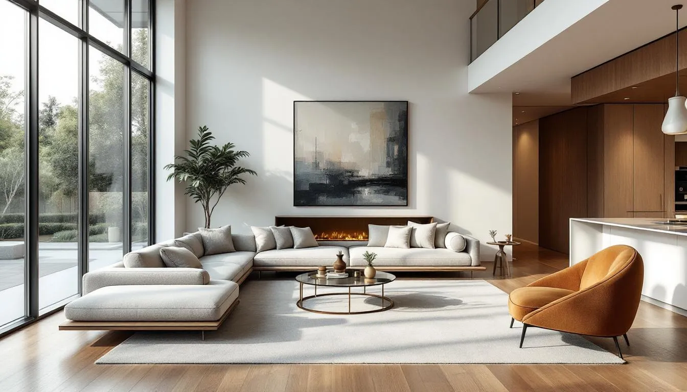 An elegant executive rental home showcasing a stylish living room and modern furnishings.