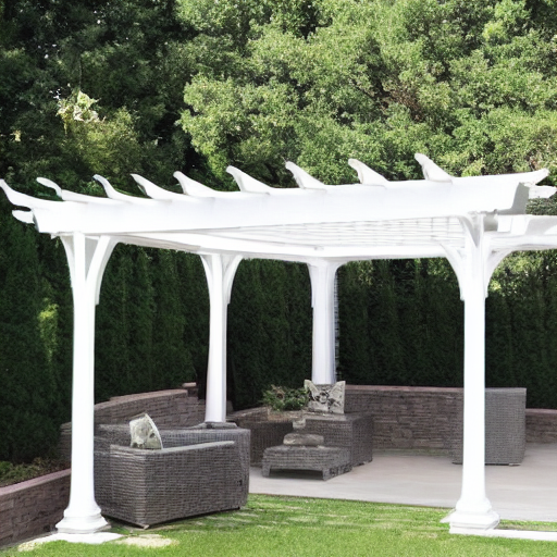 White Vinyl Pergola in backyard vs Wood Pergola in Backyard 