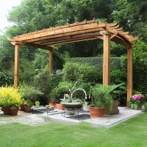 A wood garden pergola