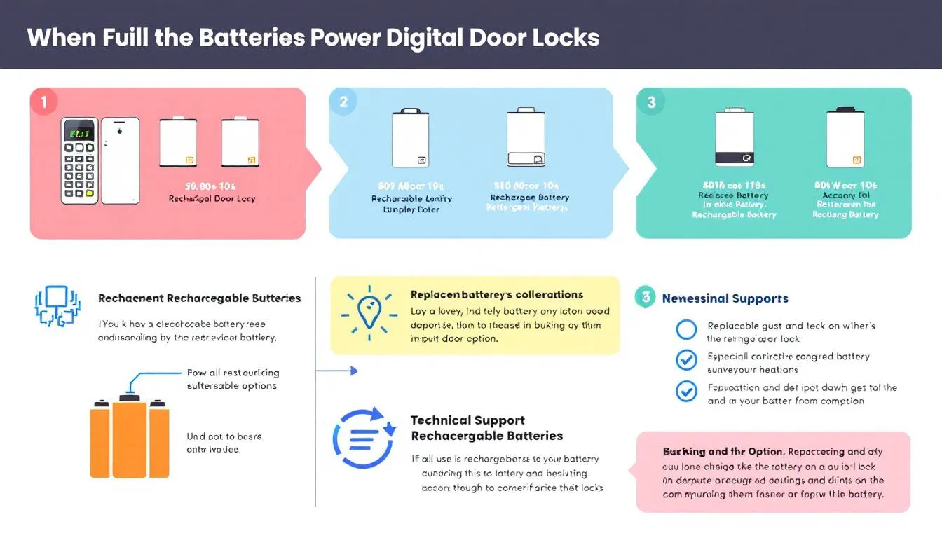 A collection of rechargeable batteries suitable for digital door locks, emphasizing replacement options.