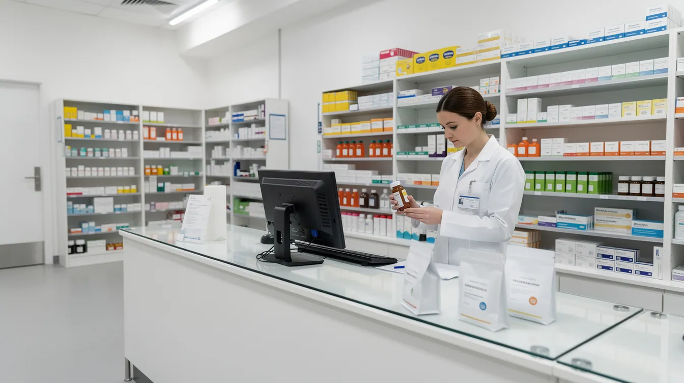 1b814add c948 4bb8 915b 0b813007dd86 The image depicts a hospital pharmacy with neatly arranged shelves stocked with various medicines, while a pharmacist is attentively working at the counter. This setting highlights the importance of effective working capital management in ensuring operational efficiency and maintaining the pharmacy's short-term financial health.