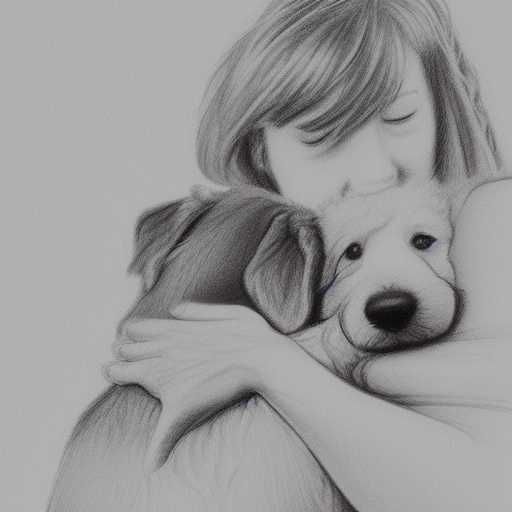 Hand-drawn image of an emotional support dog and its owner. 