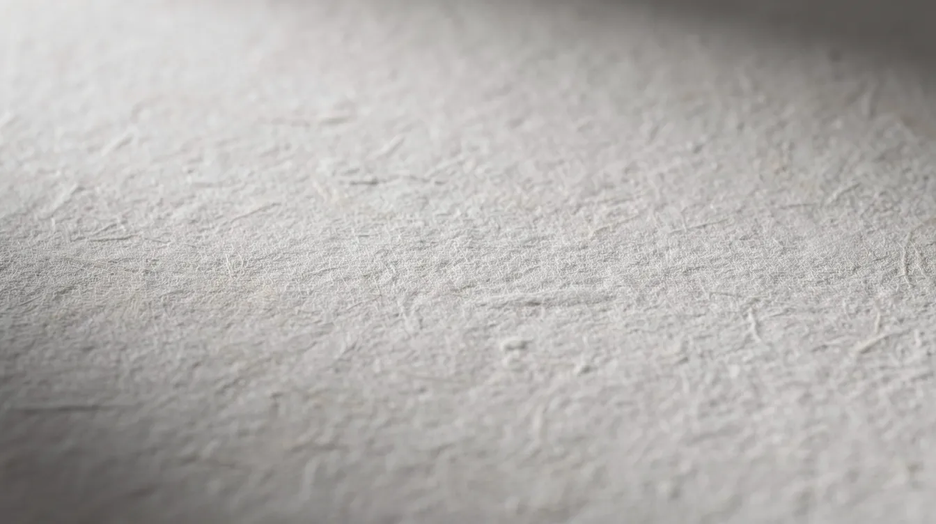 A close-up view of a matte textured fine art paper surface reveals a subtle cotton fiber texture, illuminated by soft directional light, showcasing the quality and depth ideal for fine art prints. This detail highlights the paper's refined character, making it a great choice for displaying original artwork or vibrant photographs.