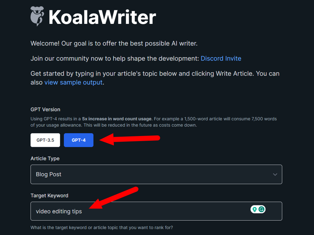 KoalaWriter article generator software
