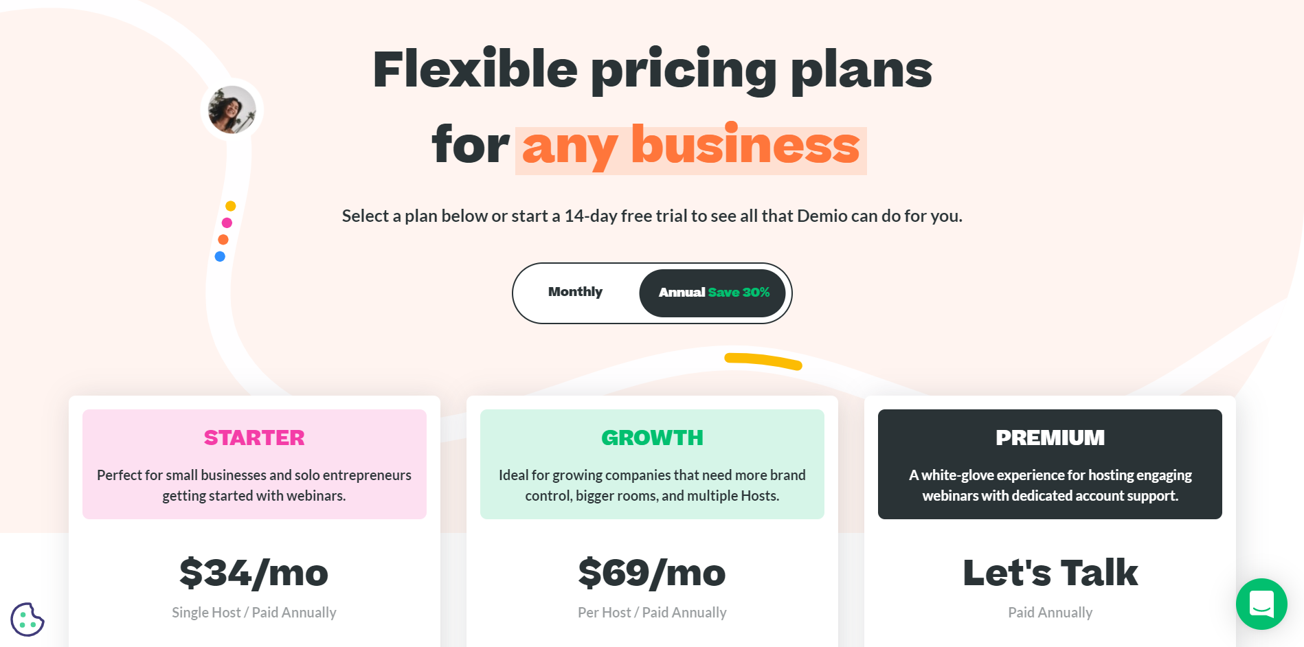 Demio pricing page