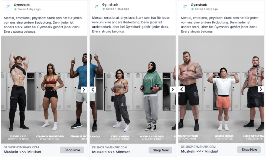 gymshark example facebook ads