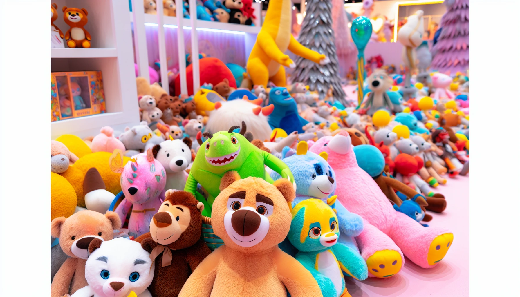 A variety of plush toys, including teddy bears, realistic animals, and beloved characters, representing the diverse world of plush toys