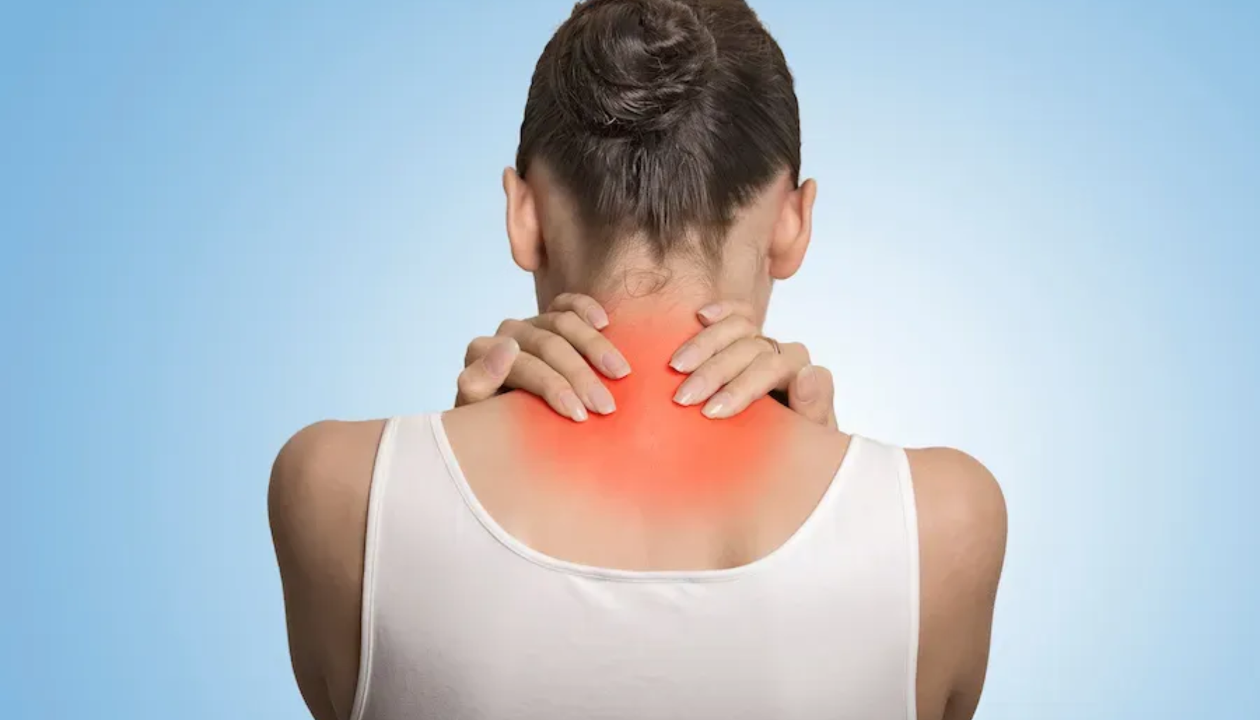 Kvinne med oppsatt hår holder seg i nakken, rød markering indikerer smerte eller betennelse i øvre del av nakken og skuldrene. smerter nakke og bakhode cervikogen hodepine løpet av et år øvre del smerter i nakken typer hodepine nakken hodepine nakkesmerter bakhodet smerter neck pain behandling ofte nakke vondt hodet øvre symptomer smertene årsaker andre mer smerte viktig hos flere lege smerten opplever plager stress gir gjerne spenningshodepine vanlig undersøkelse god aktivitet voksne årsak bør eksempel gjøre daglig øvelser tillegg føre bidra vanligste fysisk side uker svært løpet kommer komme tilfeller symptomene hjelpe blant bevegelighet bruk behandlingen befolkningen muskler trening dårlig årsaken hodepinen godt tid stivhet området lindre skyldes finne samt kontakt oppleves