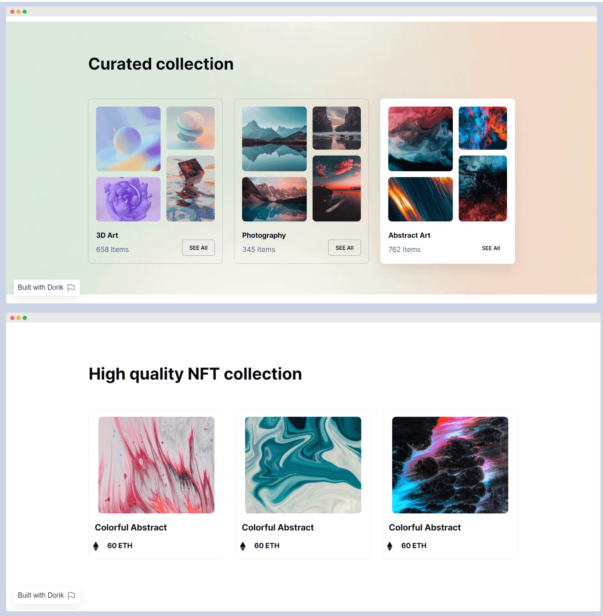 Preview of NFT website Template