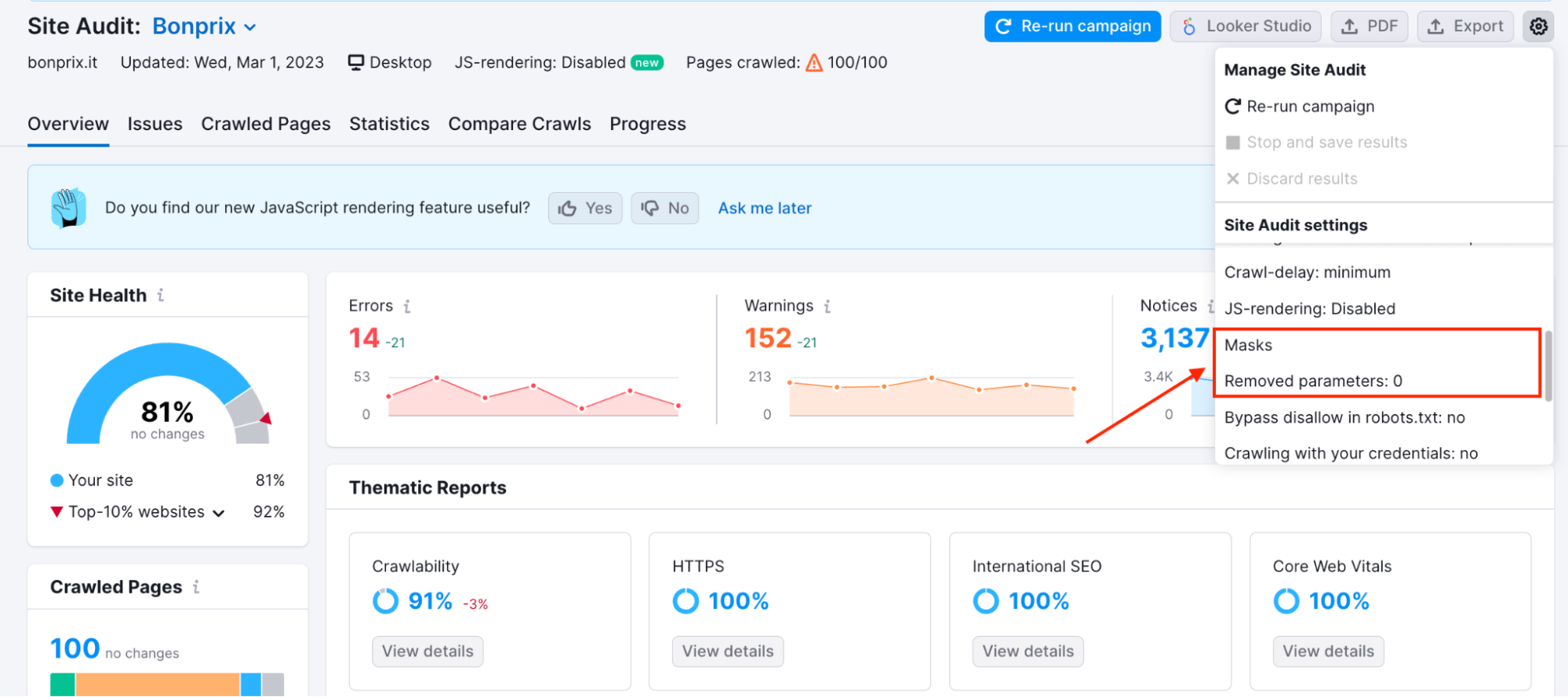 SEMRush Interface