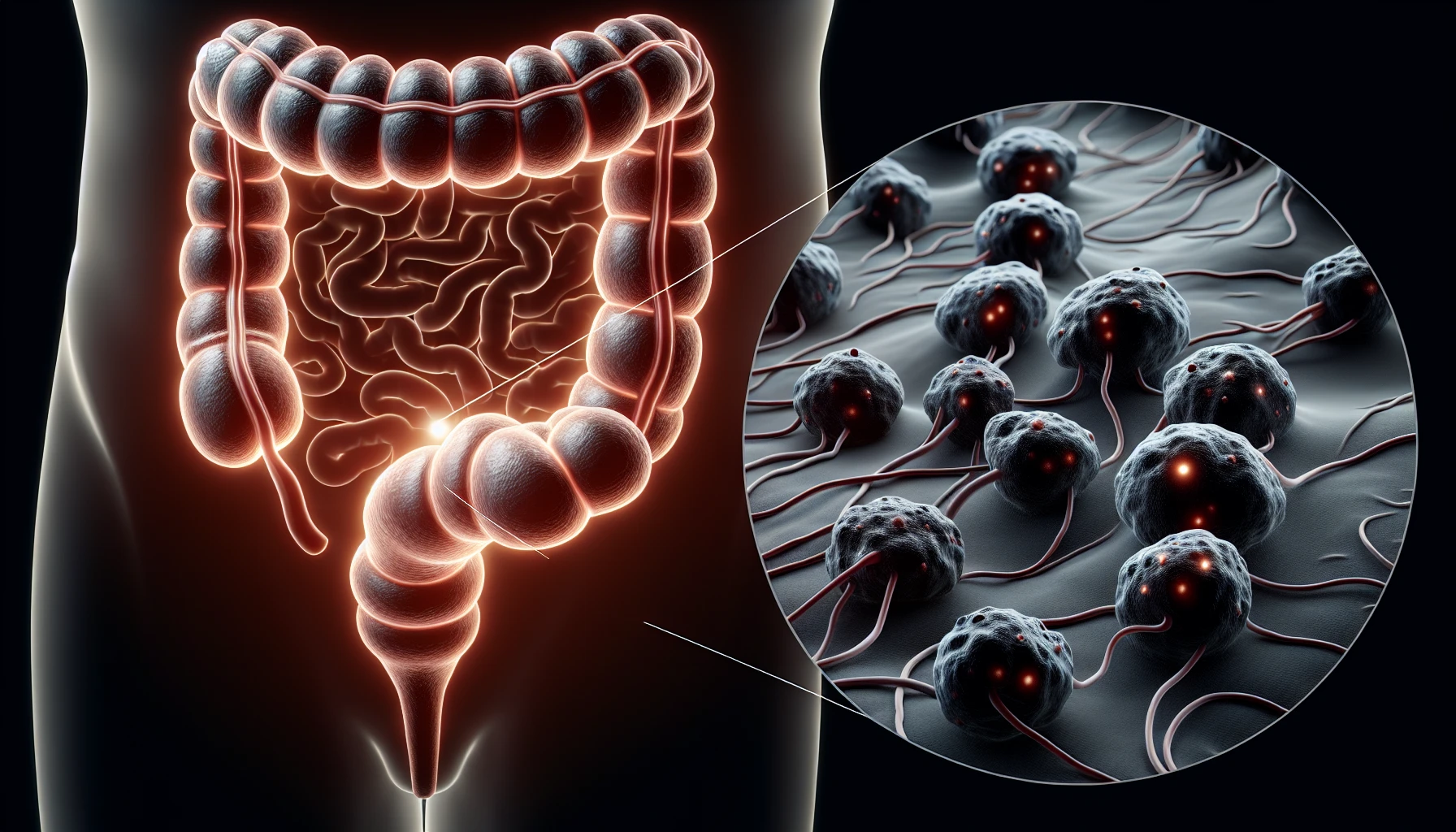 Illustration of cancer cells and lymph nodes