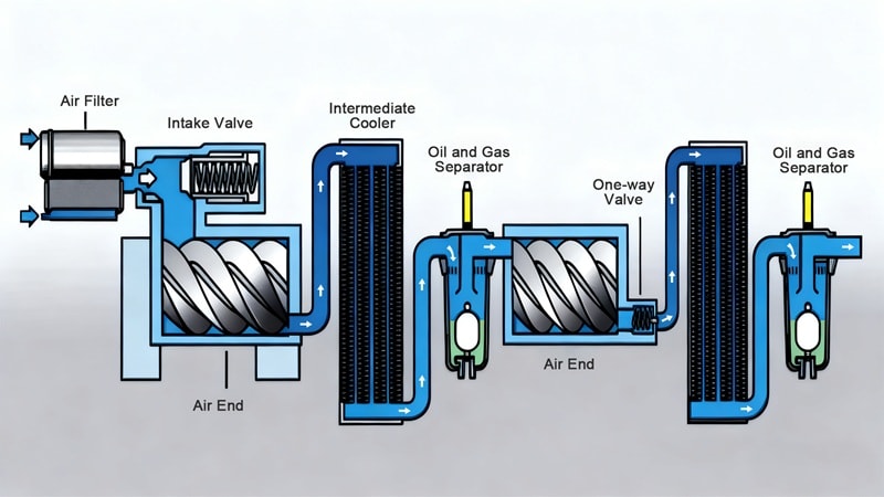 Oil-free screw air compressor flow chart