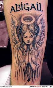 Angel tattoo design with praying hands and a halo | Beautiful angel  tattoos, Guardian angel tattoo designs, Praying hands tattoo design