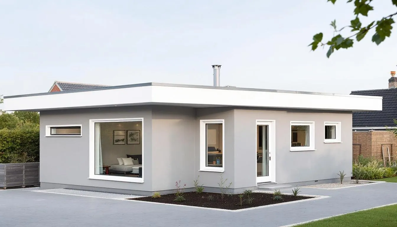 Een moderne Nederlandse woning met nieuwe witte kunststof kozijnen die een tijdloze uitstraling geven. De ramen zijn ontworpen met een uitstekende inbraakwerendheid en bieden optimale lichtinval, terwijl ze ook voldoen aan de technische kenmerken van geluidsisolatie en energie-efficiëntie.