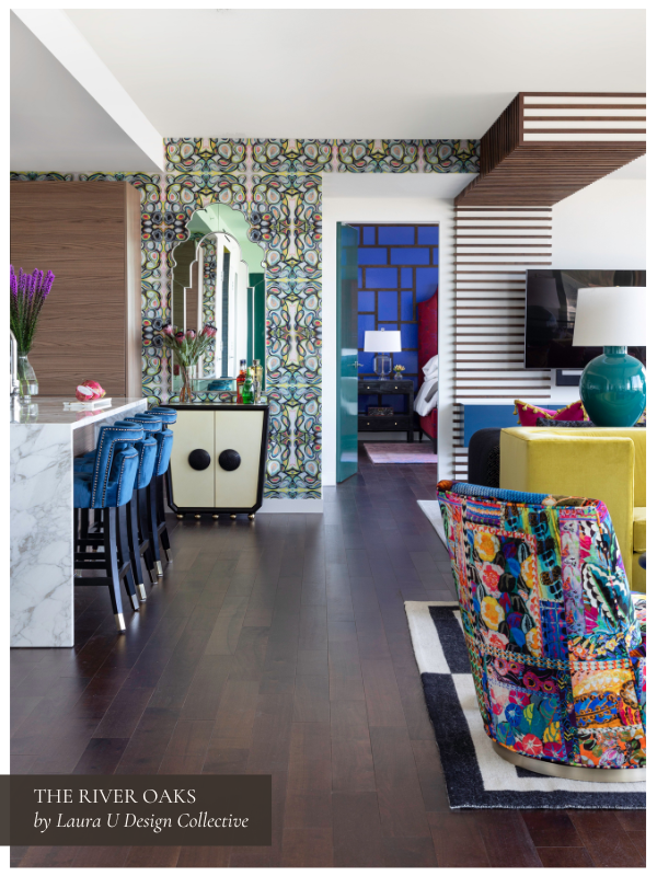 the open concept living space in a high rise Downtown Houston apartment building