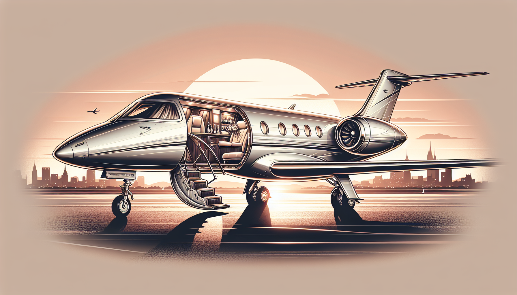 Illustration of a luxurious light jet for private charters