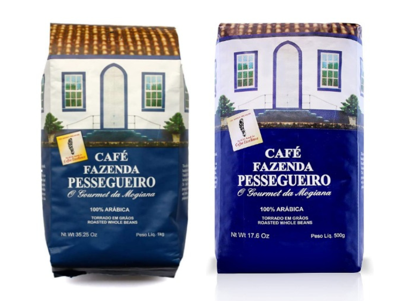 Embalagens de café Fazenda Pessegueiro. Imagens: www.amazon.com.br.