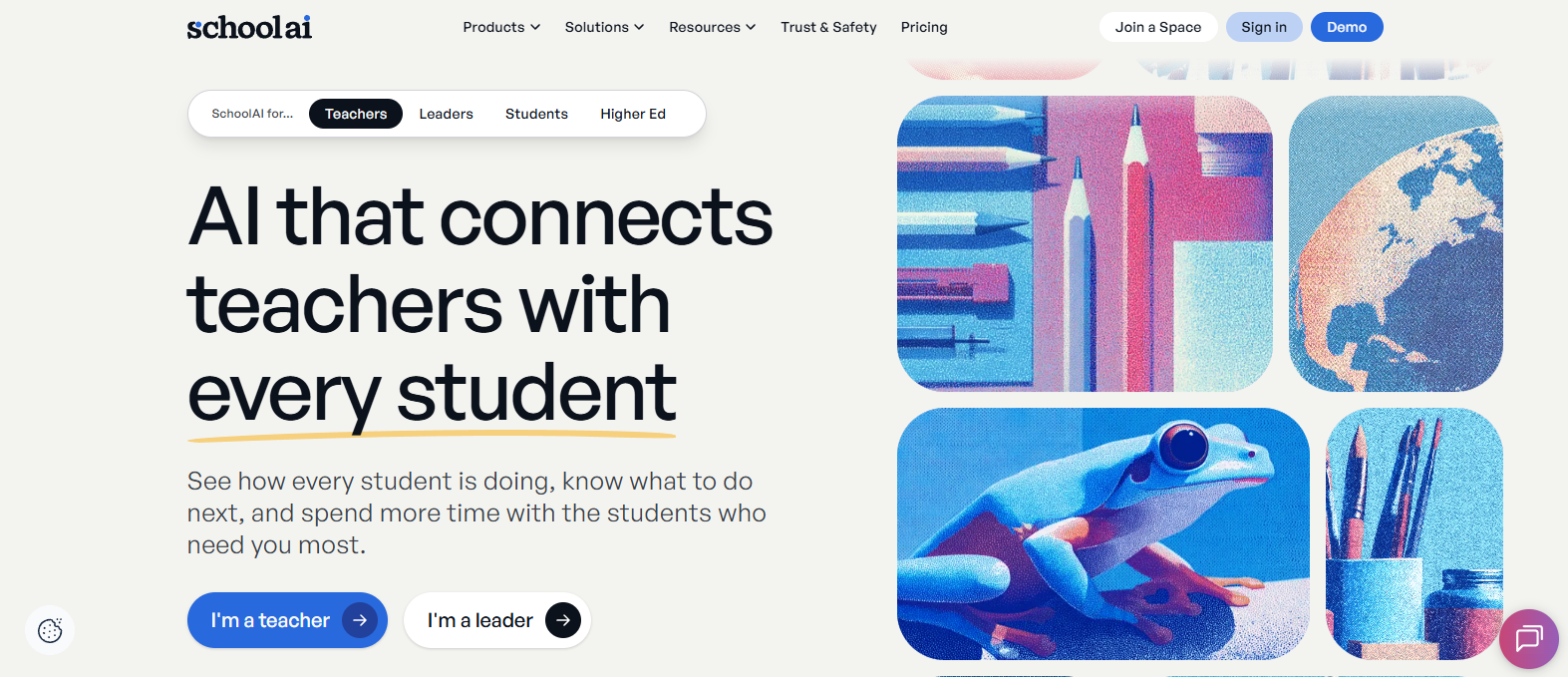 SchoolAI connecting teachers and students through AI-powered personalized learning and classroom support, making it a top Khanmigo alternative for modern education.