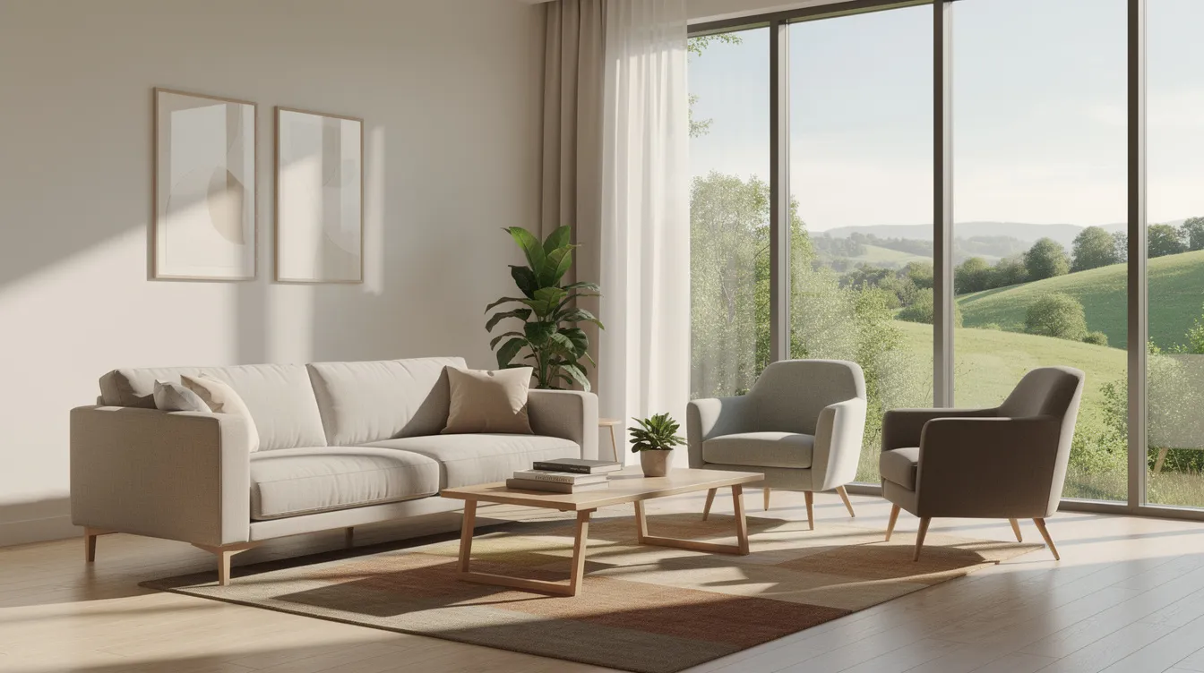 The image depicts a serene common room filled with natural light, featuring comfortable seating and large windows that showcase a lush green landscape outside. This inviting space is ideal for group therapy sessions and fostering a supportive environment for individuals undergoing treatment for borderline personality disorder and other mental health issues.