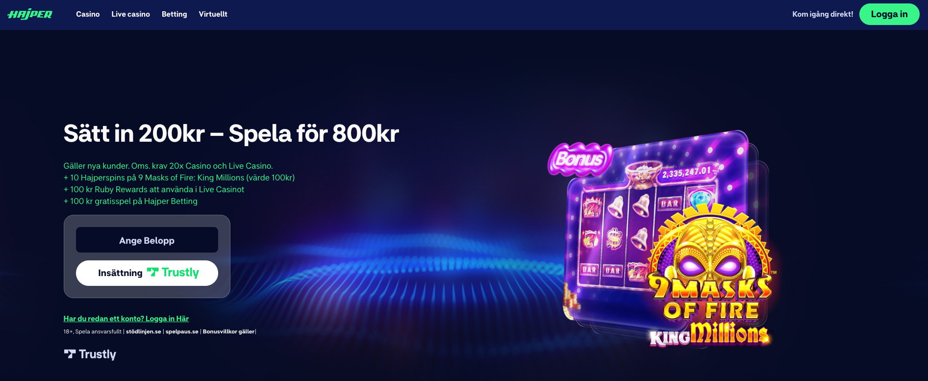Hajper casino bonus