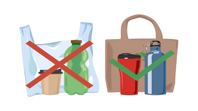 refusing of plastic in favor of ecological stuff