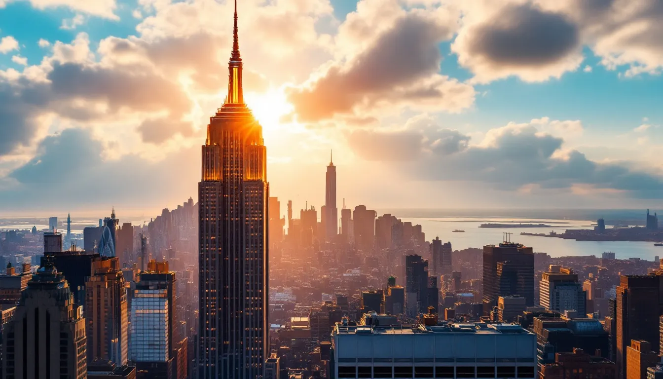 The Empire State Building towering over the New York skyline, a must-see attraction.