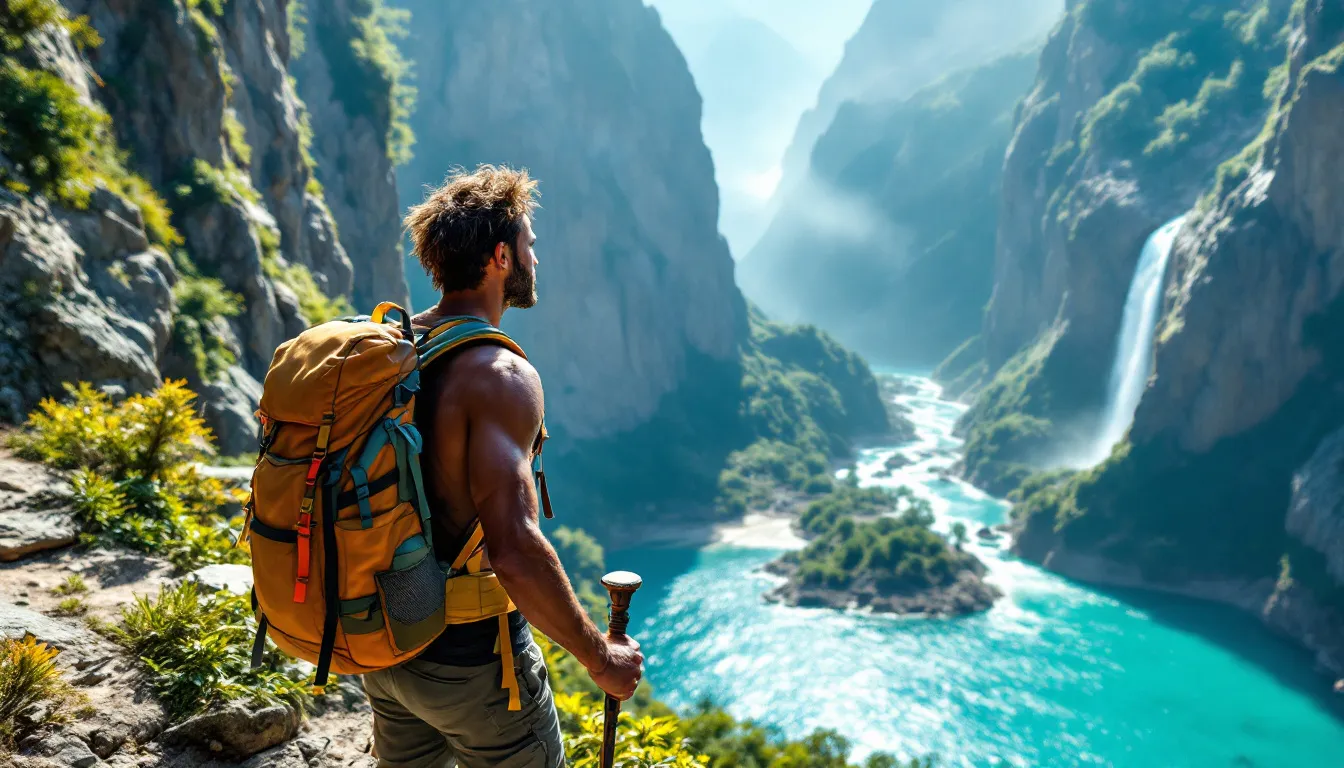 A hiker navigating a challenging terrain, representing perseverance and personal growth through trekking.